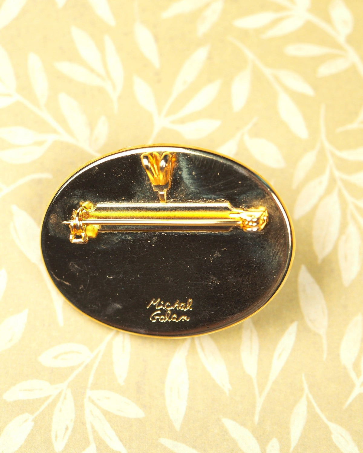 Signed Michal Golan Teal Cat's-Eye Oval Brooch Brooch - GlamGram NYC