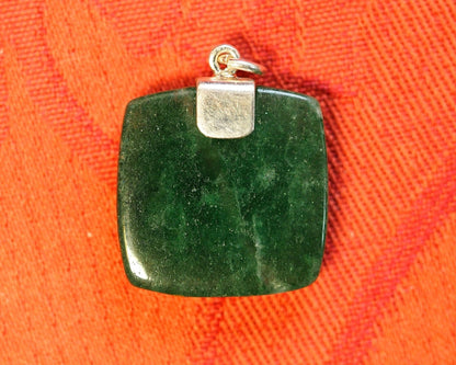 Silver Carved Green Aventurine Floral Pendant, 2000s Pendant - GlamGram NYC