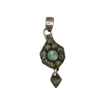 Southwestern Sterling Silver Green Turquoise Cluster Dangle Pendant Pendant - GlamGram NYC