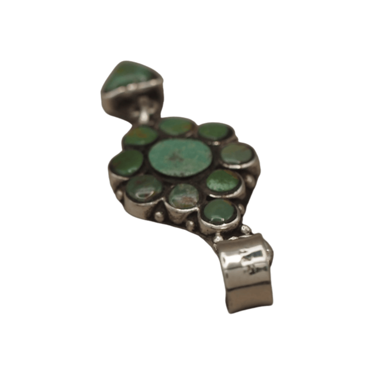 Southwestern Sterling Silver Green Turquoise Cluster Dangle Pendant Pendant - GlamGram NYC