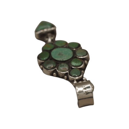 Southwestern Sterling Silver Green Turquoise Cluster Dangle Pendant Pendant - GlamGram NYC