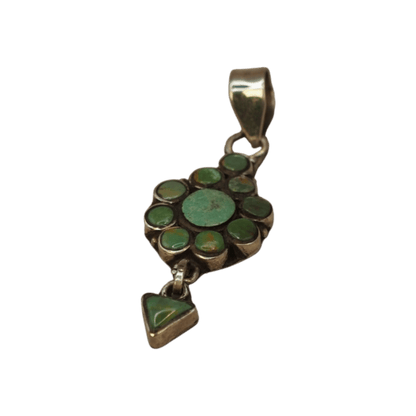 Southwestern Sterling Silver Green Turquoise Cluster Dangle Pendant Pendant - GlamGram NYC