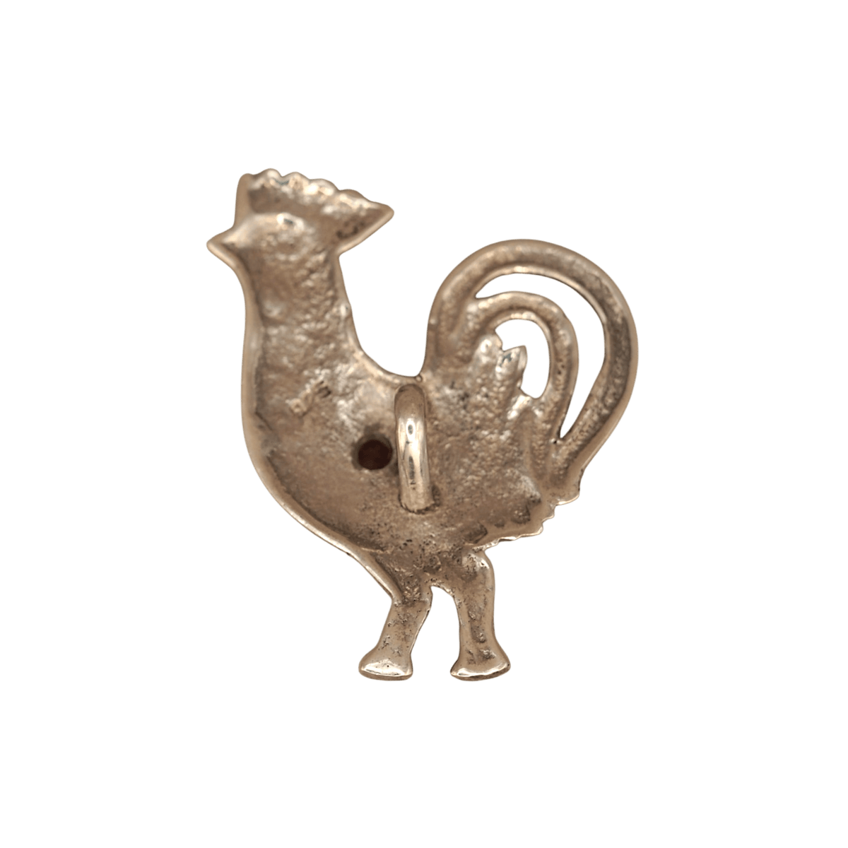 Sterling Silver Amber Rooster Pendant 925 Cognac Cabochon Folk Art Bird Pendant - GlamGram NYC