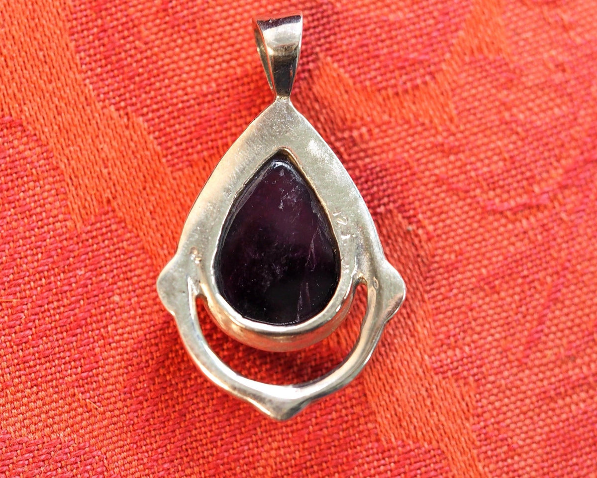 Sterling Silver Amethyst Modernist Teardrop Pendant Pendant - GlamGram NYC
