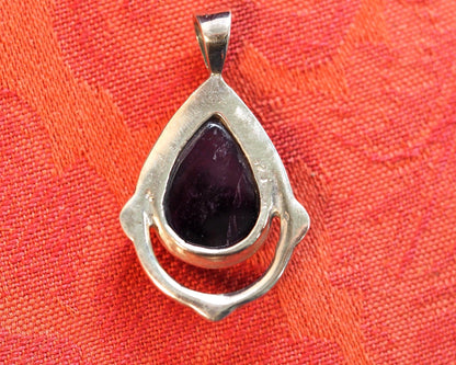 Sterling Silver Amethyst Modernist Teardrop Pendant Pendant - GlamGram NYC