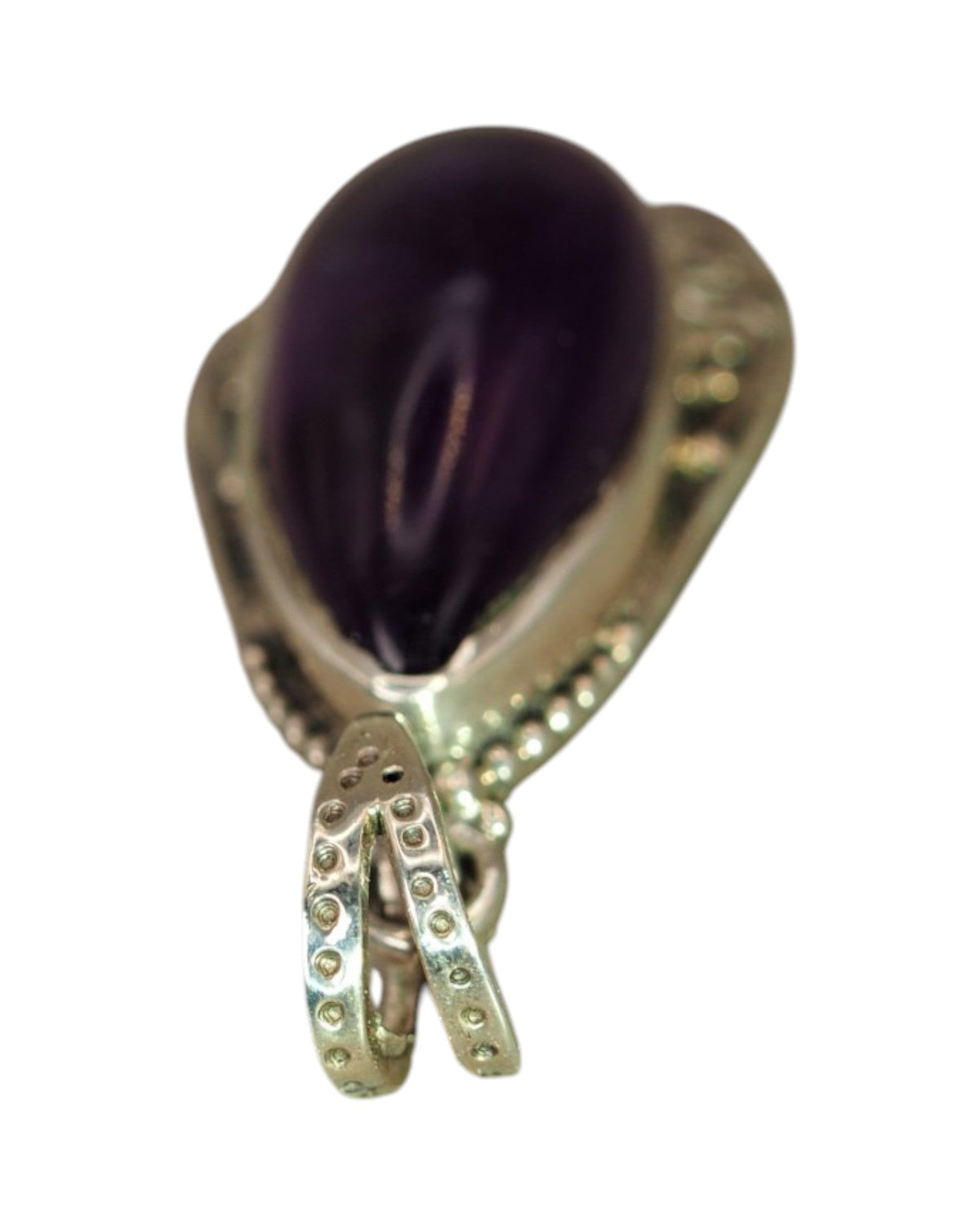 Sterling Silver Amethyst Teardrop Pendant with Scrollwork Frame Pendant - GlamGram NYC
