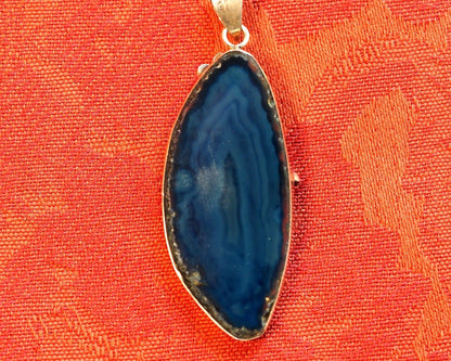 Sterling Silver Blue Agate Floral Vine Pendant 2000s Pendant - GlamGram NYC