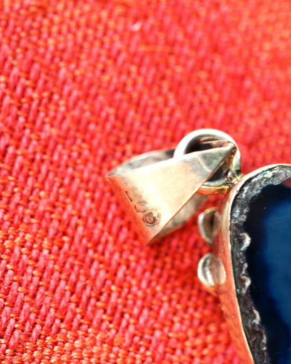 Sterling Silver Blue Agate Floral Vine Pendant 2000s Pendant - GlamGram NYC