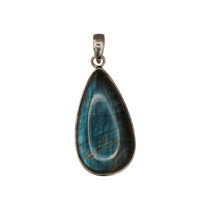 Sterling Silver Blue Flash Labradorite Talisman Pendant 925 Teardrop Pendant - GlamGram NYC