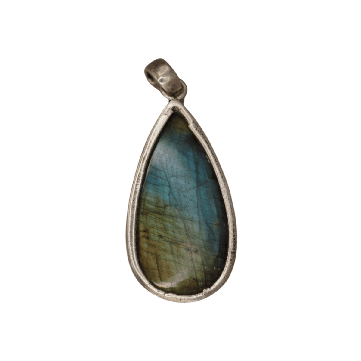 Sterling Silver Blue Flash Labradorite Talisman Pendant 925 Teardrop Pendant - GlamGram NYC