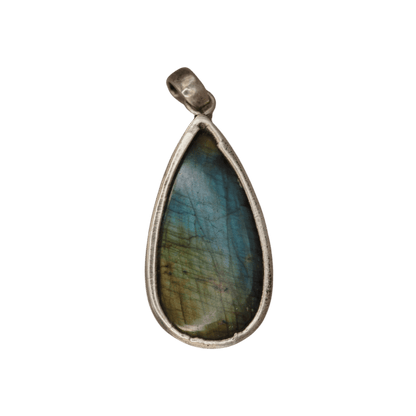 Sterling Silver Blue Flash Labradorite Talisman Pendant 925 Teardrop Pendant - GlamGram NYC