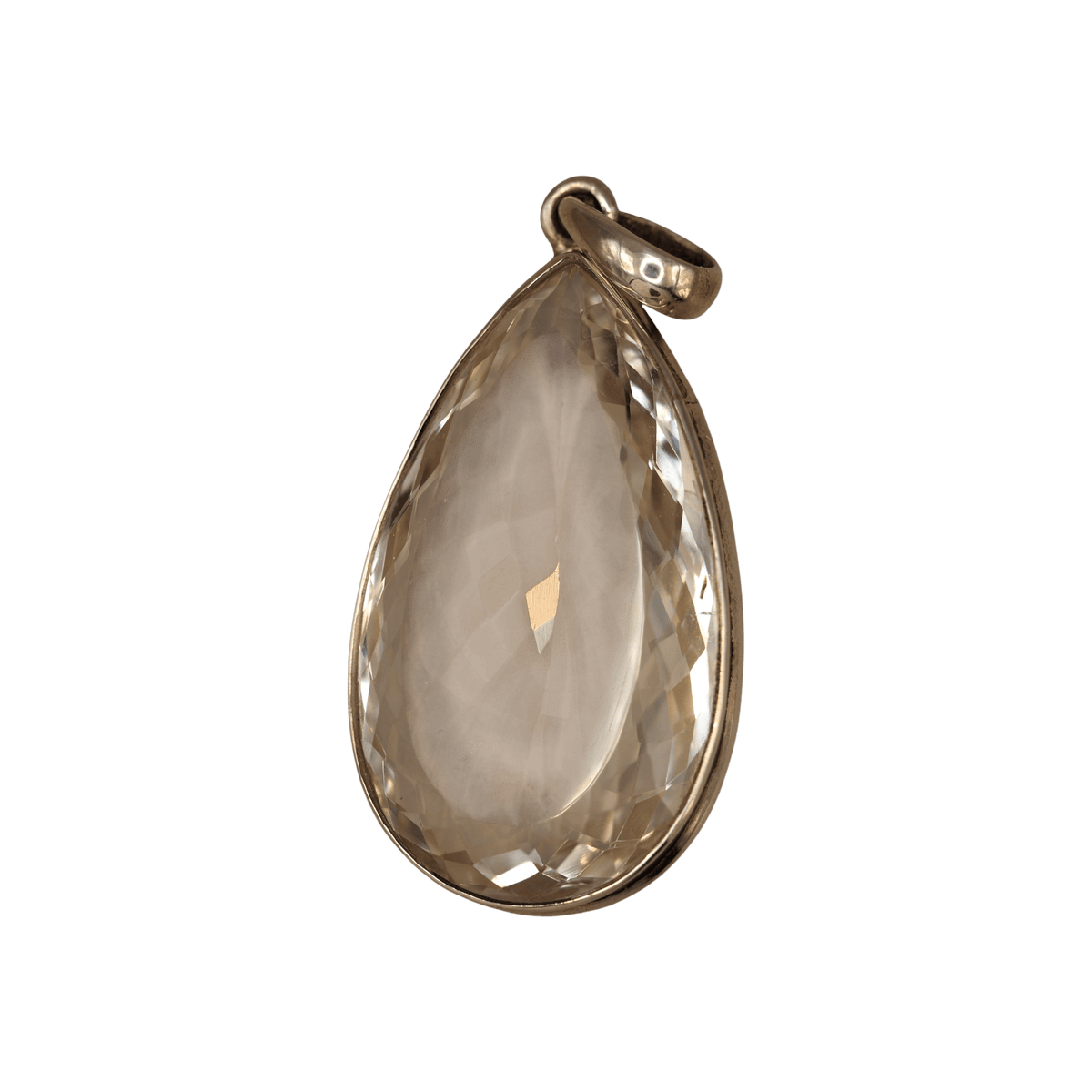 Sterling Silver Clear Faceted Talisman Pendant 925 Large Teardrop Statement Pendant - GlamGram NYC