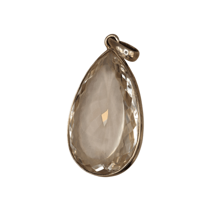 Sterling Silver Clear Faceted Talisman Pendant 925 Large Teardrop Statement Pendant - GlamGram NYC