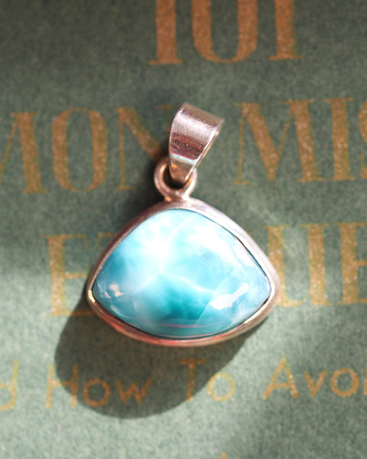 Sterling Silver Larimar Triangle Pendant 925 Slide Bail Pendant - GlamGram NYC