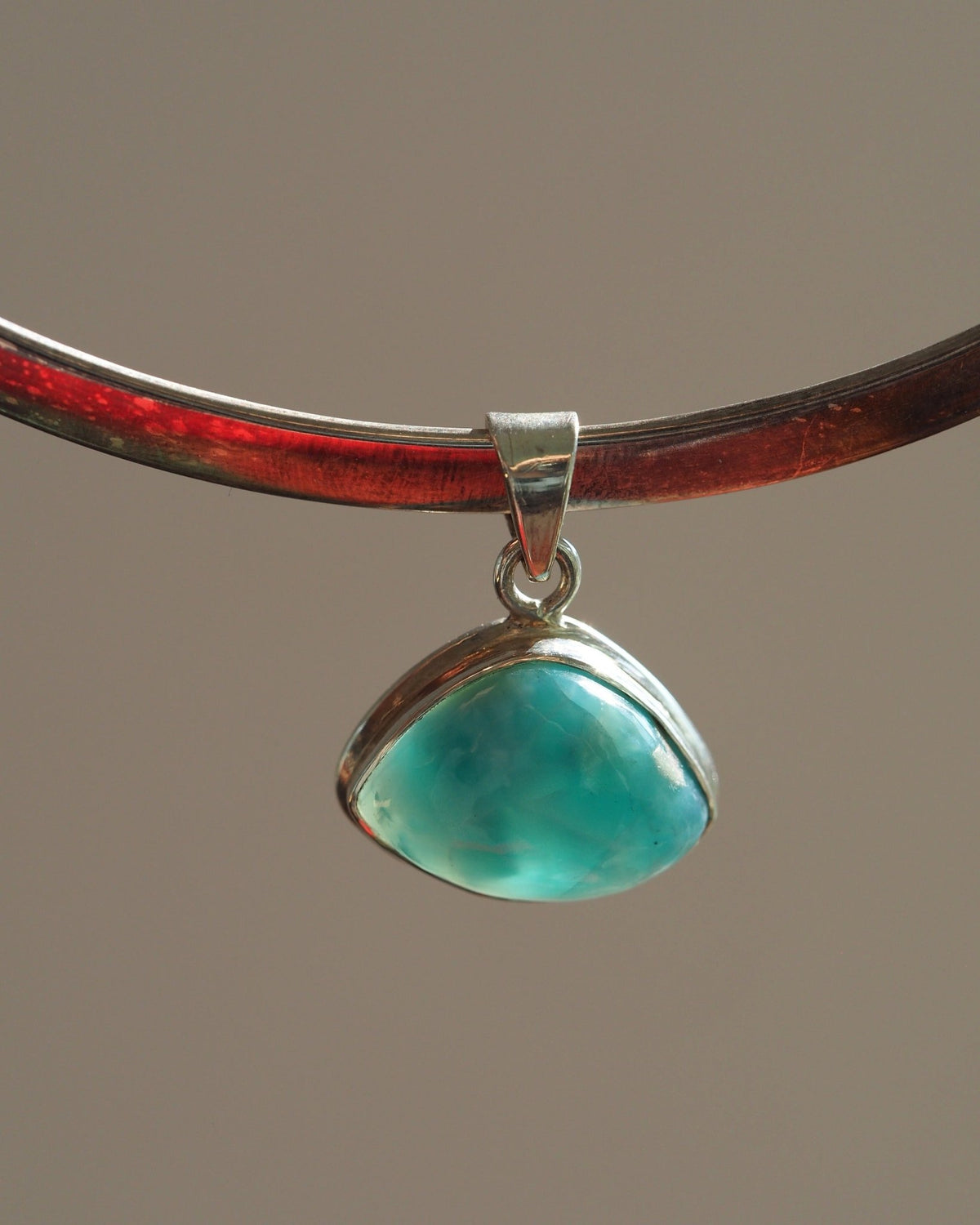 Sterling Silver Larimar Triangle Pendant 925 Slide Bail Pendant - GlamGram NYC