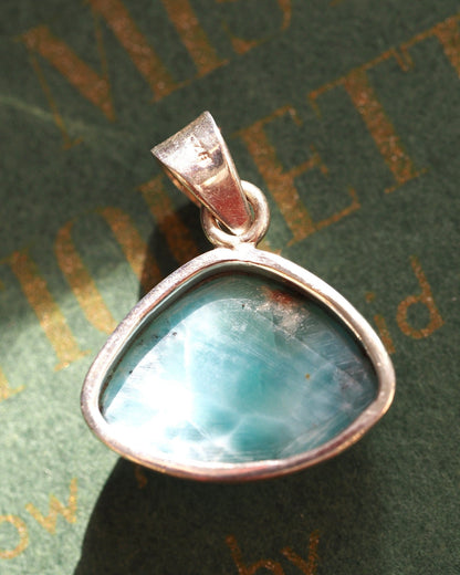 Sterling Silver Larimar Triangle Pendant 925 Slide Bail Pendant - GlamGram NYC