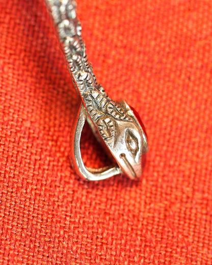 Sterling Silver Marcasite Multicolor Cabochon Snake Pendant 4.75 Inch Pendant - GlamGram NYC