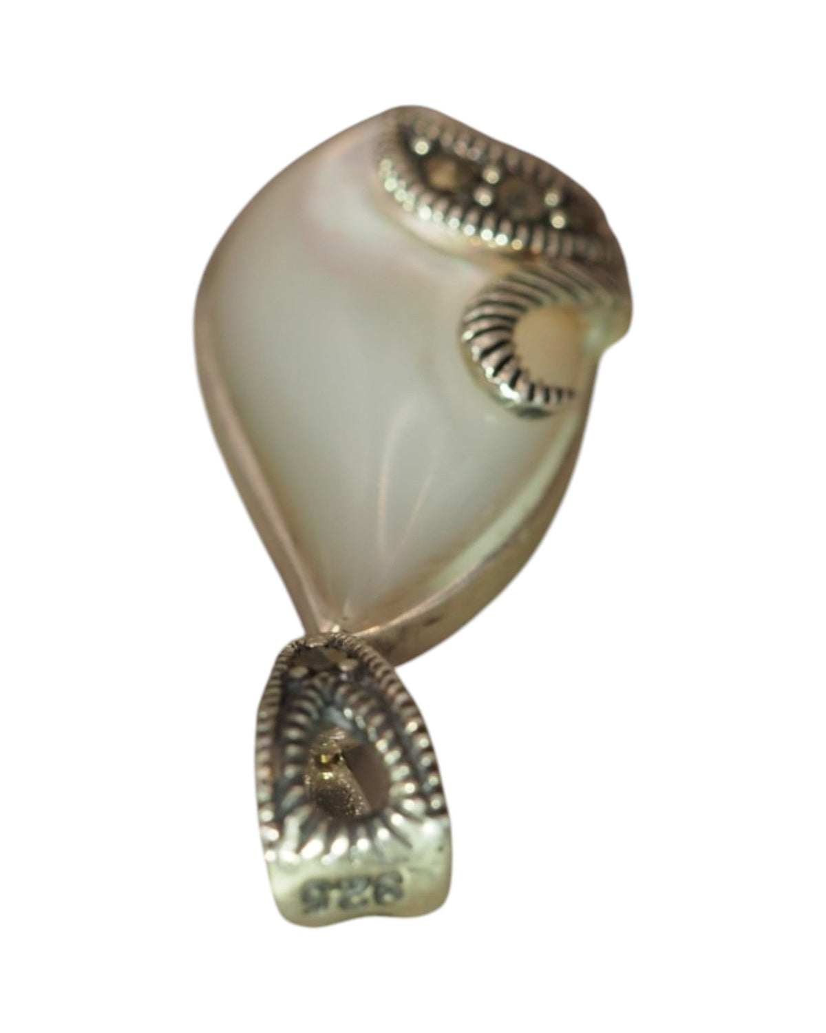 Sterling Silver Mother of Pearl Pendant with Marcasite Accents Pendant - GlamGram NYC