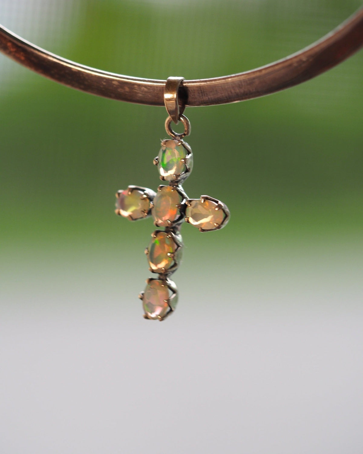 Sterling Silver Opalescent Glass Cross Pendant 1.5 Inch Pendant - GlamGram NYC