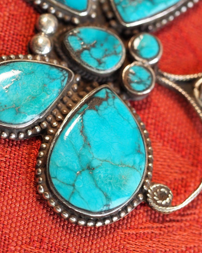 Sterling Silver Reconstituted Turquoise Butterfly Pendant, 2000s Pendant - GlamGram NYC