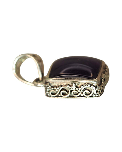 Sterling Silver Rectangular Amethyst Openwork Pendant Pendant - GlamGram NYC