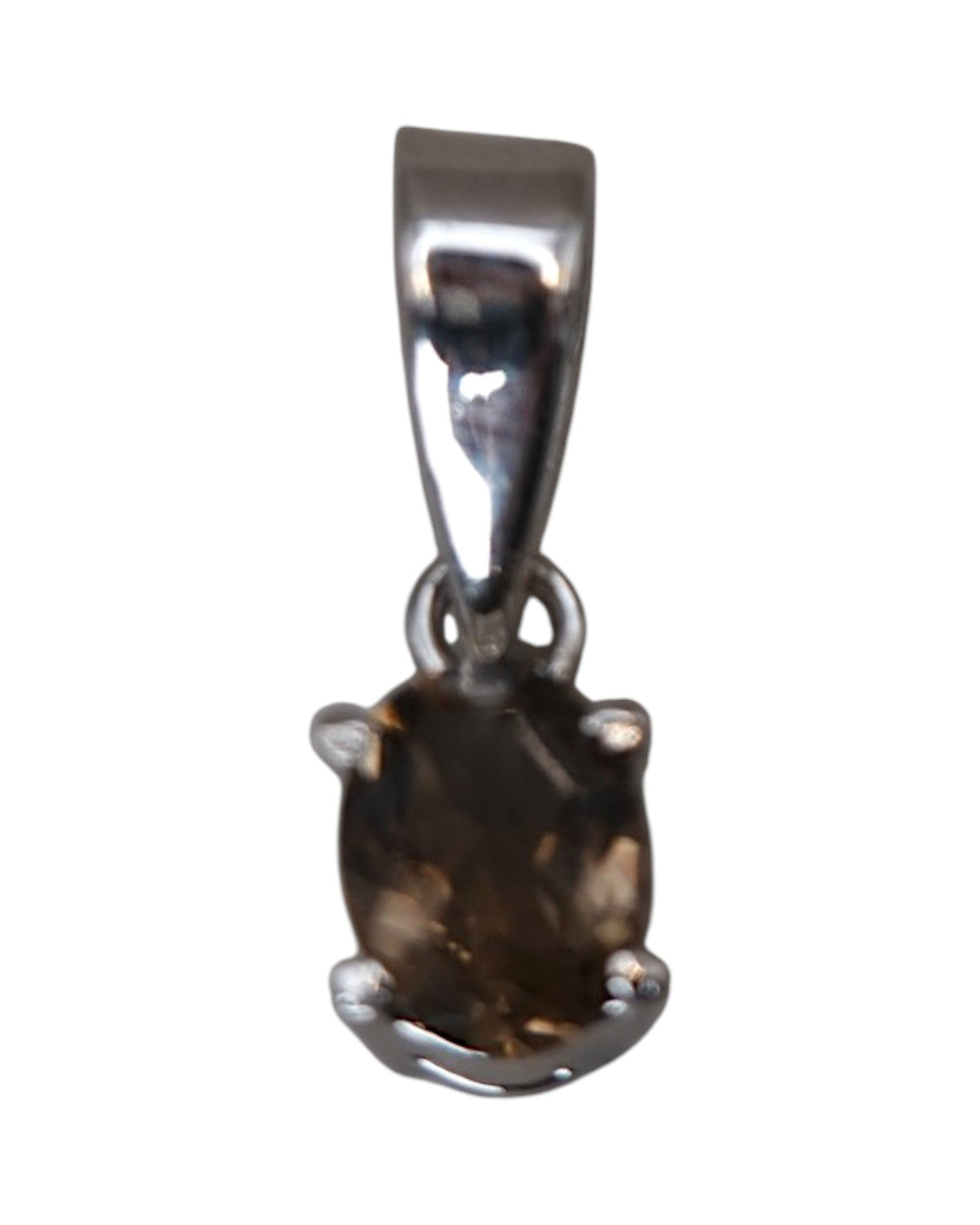 Sterling Silver Smoky Quartz Faceted Oval Pendant Pendant - GlamGram NYC