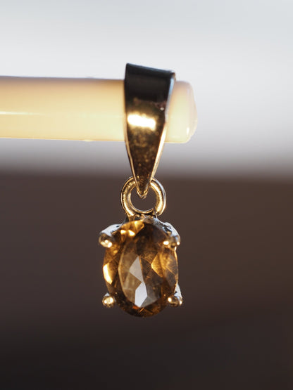 Sterling Silver Smoky Quartz Faceted Oval Pendant Pendant - GlamGram NYC