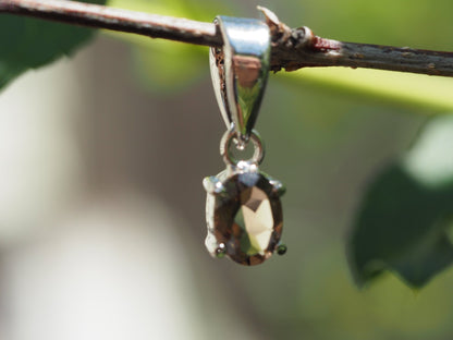 Sterling Silver Smoky Quartz Pendant, Faceted Oval Brown Gemstone, 1990s Minimalist Layering Jewelry, Witchy Gift for Her Pendant - GlamGram NYC
