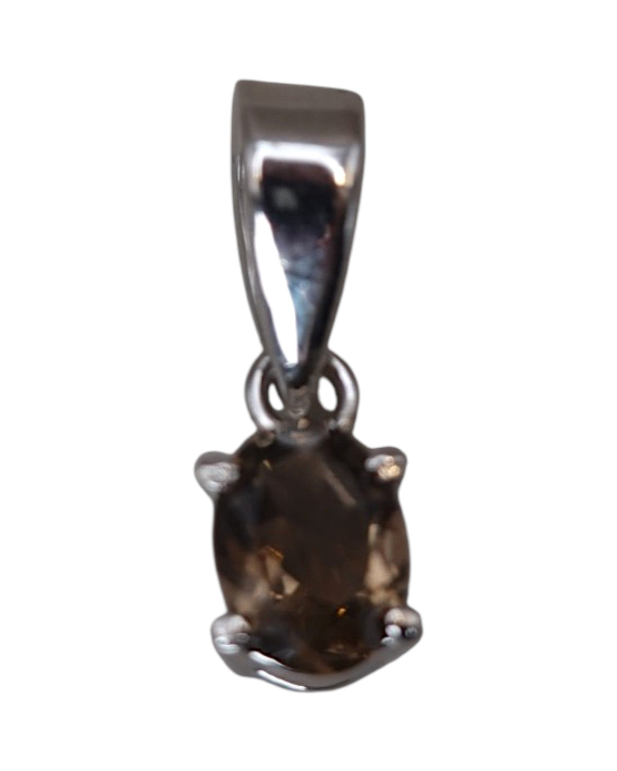 Sterling Silver Smoky Quartz Pendant, Faceted Oval Brown Gemstone, 1990s Minimalist Layering Jewelry, Witchy Gift for Her Pendant - GlamGram NYC