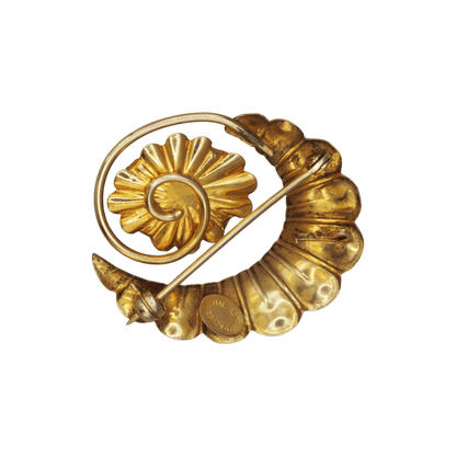 Vintage 1950s Bal-Ron Gold Filled Shell Cameo Watch Pin Brooch Brooch - GlamGram NYC