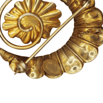 Vintage 1950s Bal-Ron Gold Filled Shell Cameo Watch Pin Brooch Brooch - GlamGram NYC
