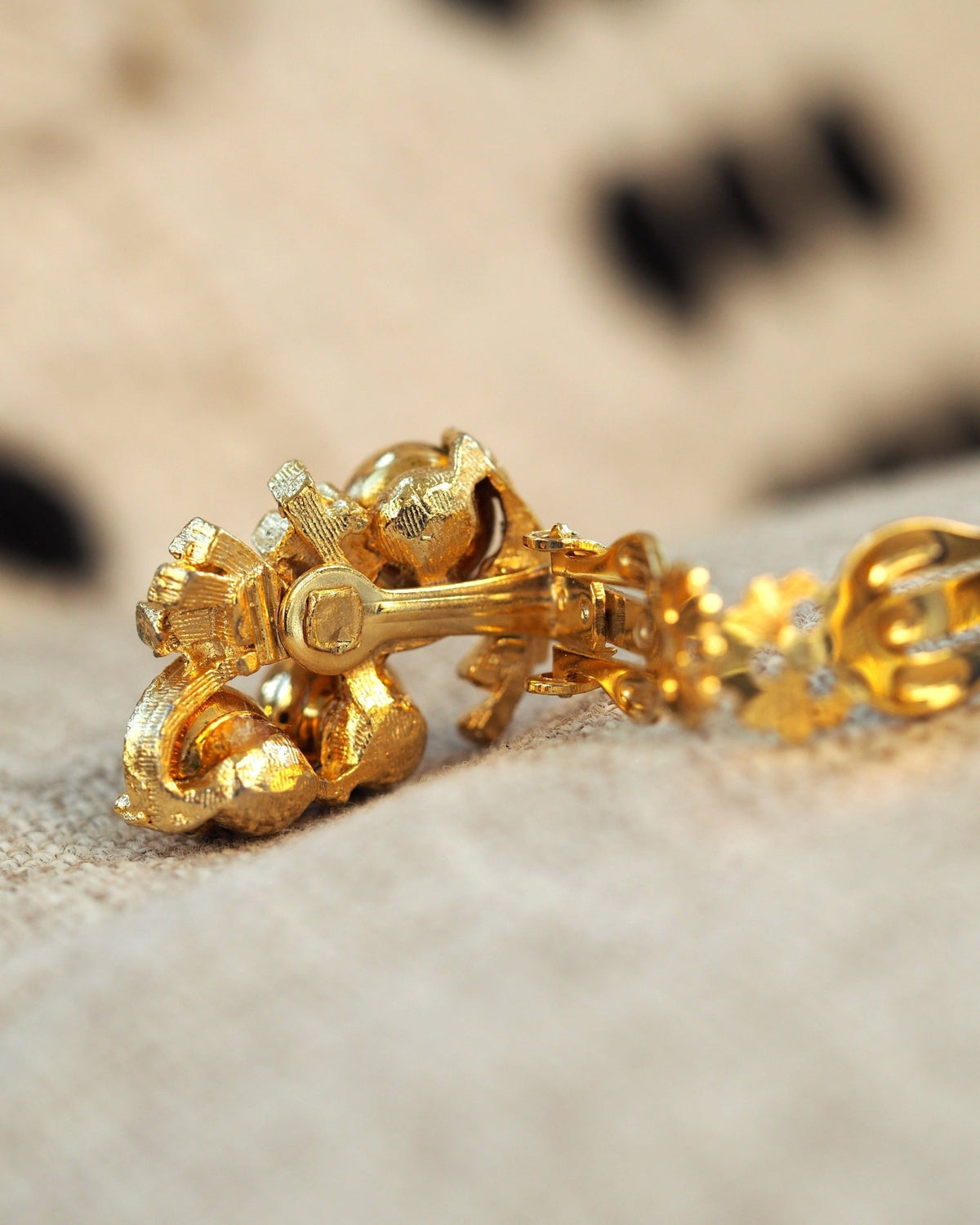 Vintage 1950s Gold-Tone Leaf Spray Clip-On Earrings with Orb Accents Earrings (Clip) - GlamGram NYC