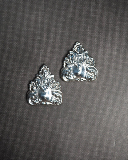 Vintage 1980s Sterling Silver Repousse Clip Earrings Earrings (Clip) - GlamGram NYC