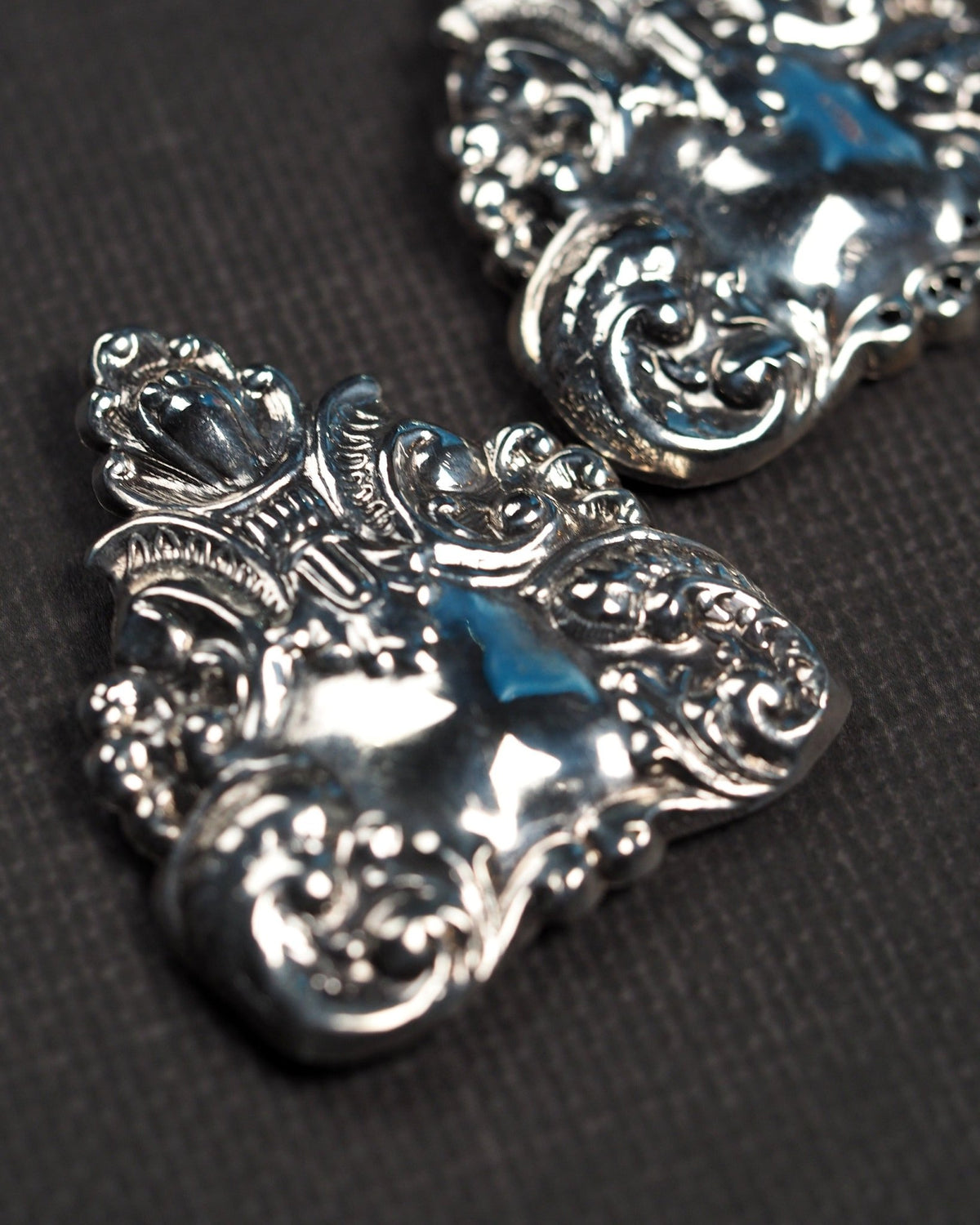 Vintage 1980s Sterling Silver Repousse Clip Earrings Earrings (Clip) - GlamGram NYC
