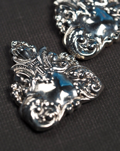 Vintage 1980s Sterling Silver Repousse Clip Earrings Earrings (Clip) - GlamGram NYC