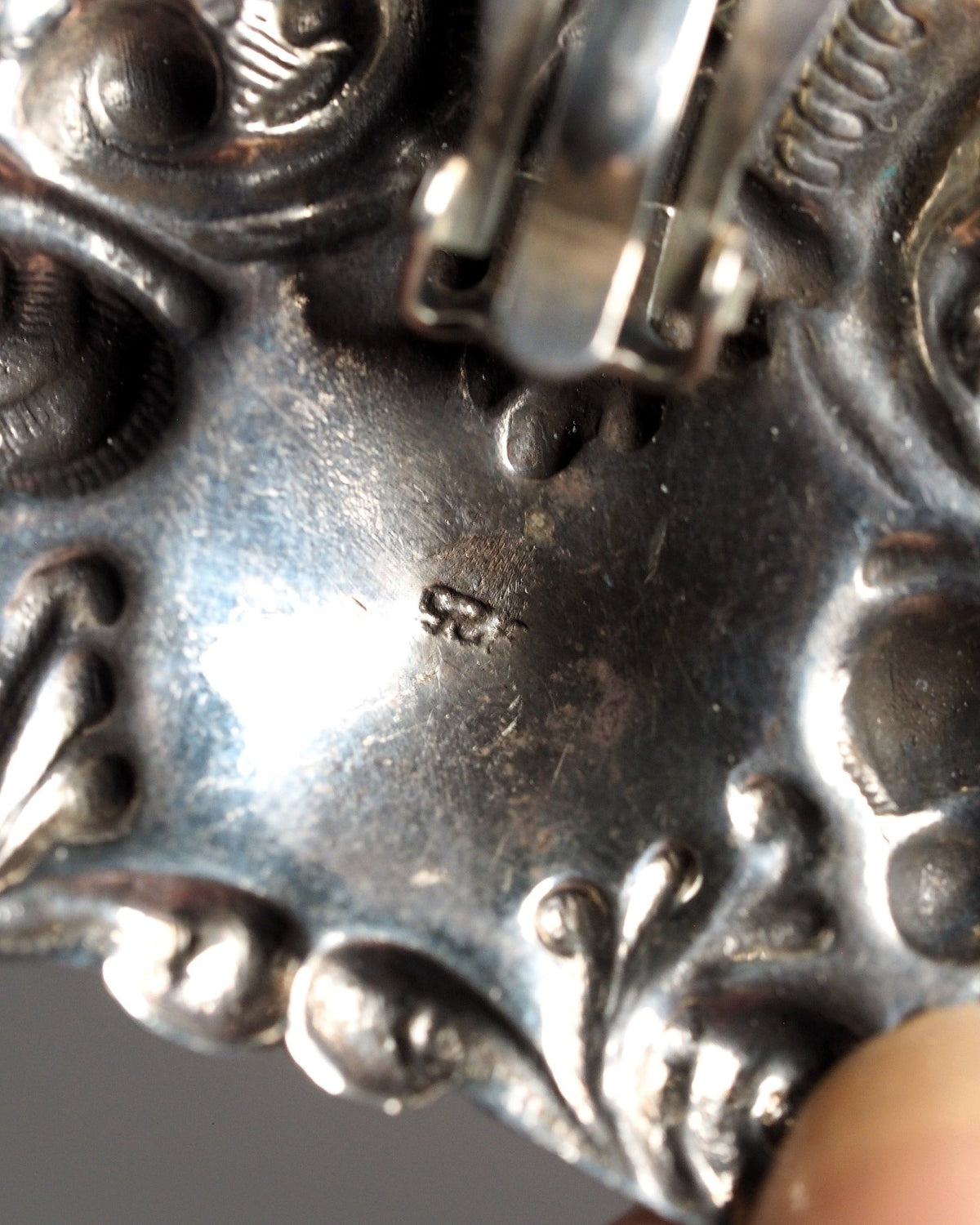 Vintage 1980s Sterling Silver Repousse Clip Earrings Earrings (Clip) - GlamGram NYC
