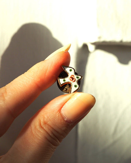 Vintage 1980s White Enamel Dove Tie Tack Pin Coral Rosette Brooch - GlamGram NYC