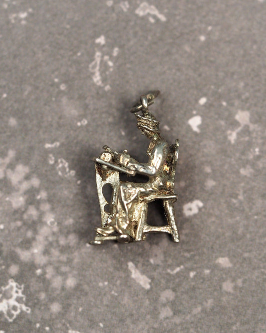 Vintage 800 Silver Belgian Lacemaker Charm 3D Souvenir Figurine Charm - GlamGram NYC