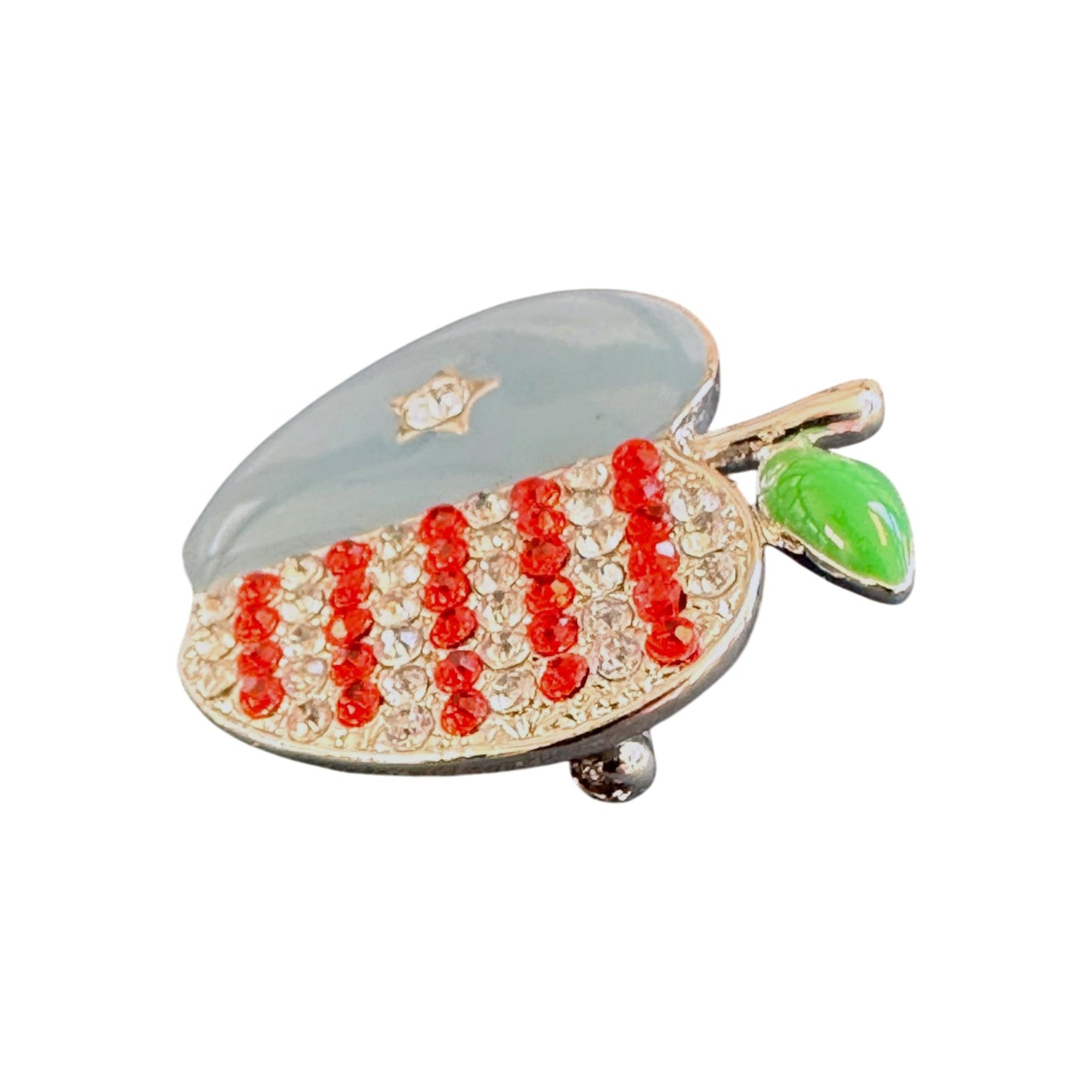 Vintage Apple Brooch Gold Tone Enamel Rhinestone American Flag Patriotic Jewelry Brooch - GlamGram NYC