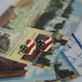 Vintage Avon Patriotic Heart Flag Enamel Stud Earrings Earrings - GlamGram NYC