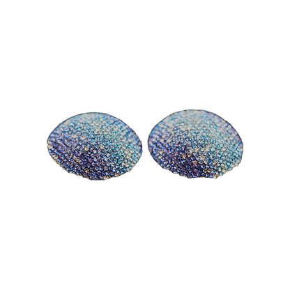 Vintage Blue Ombre Pave Rhinestone Dome Earrings Large Round Statement Studs Earrings - GlamGram NYC