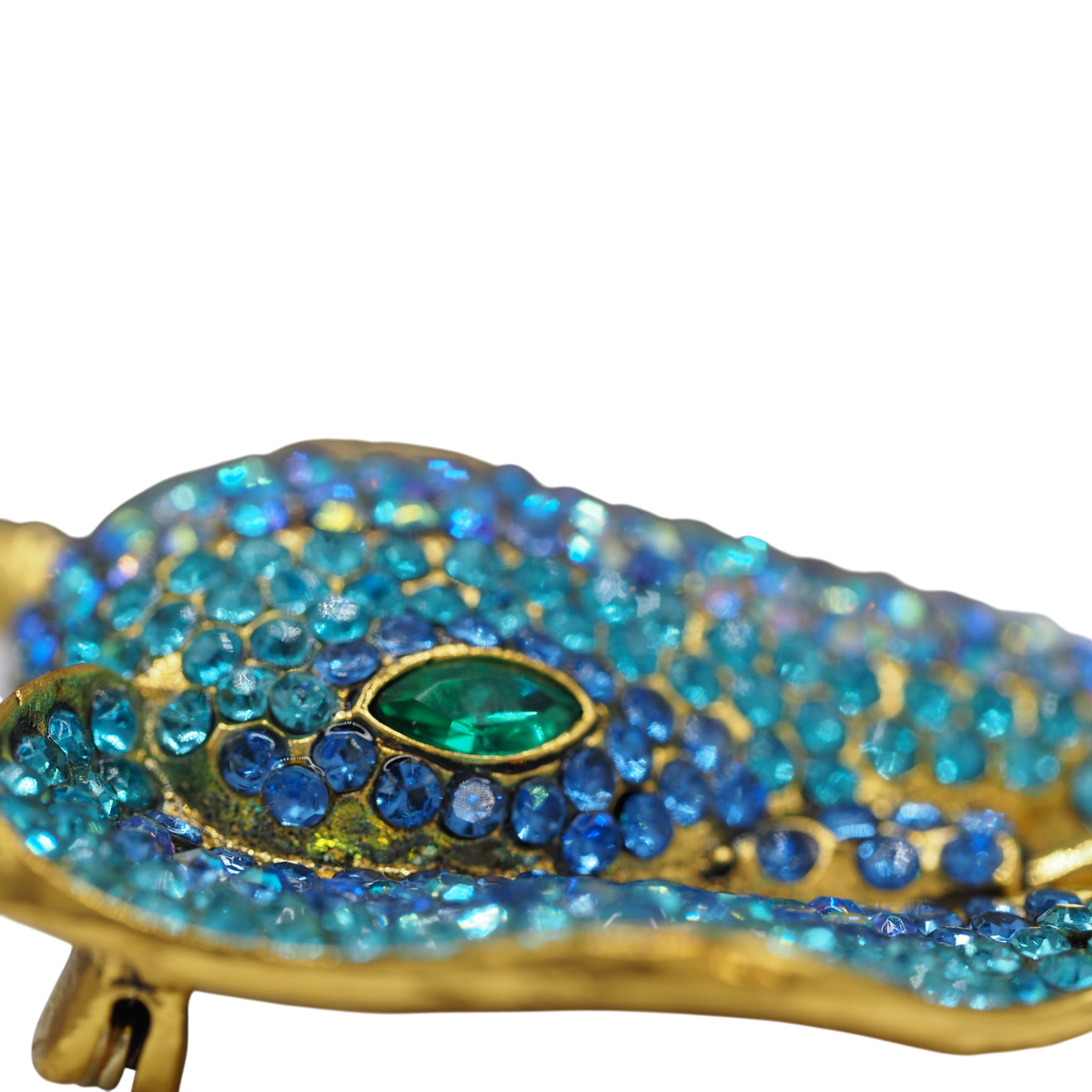 Vintage Blue Pavé Rhinestone Elephant Head Statement Brooch Aqua Cobalt Brooch - GlamGram NYC