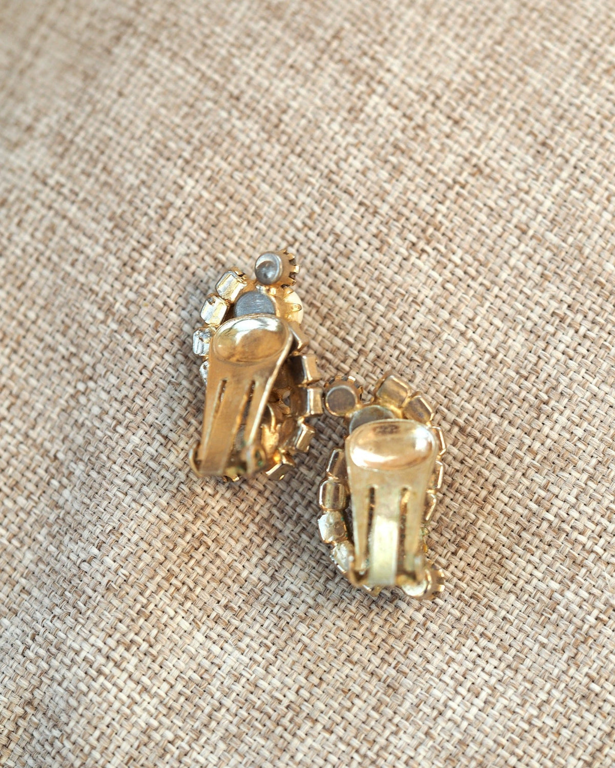Vintage Faux Pearl Clip On Earrings, Aurora Borealis Rhinestone Crescent, 1950s Mid Century Jewelry, Coquette Gift for Her Earrings (Clip) - GlamGram NYC