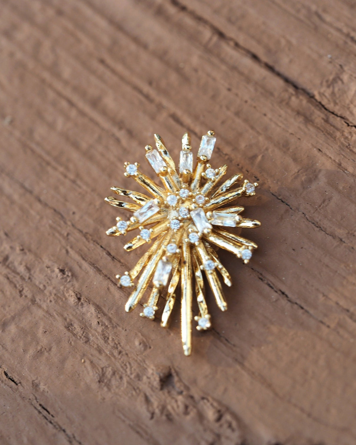 Vintage Gold-Plated Sterling Silver Firework Earrings & Pendant Set 1960s Earrings (Pierced) - GlamGram NYC
