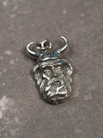 Vintage Kinney Sterling Silver Viking Head Charm Pendant Signed Charm - GlamGram NYC