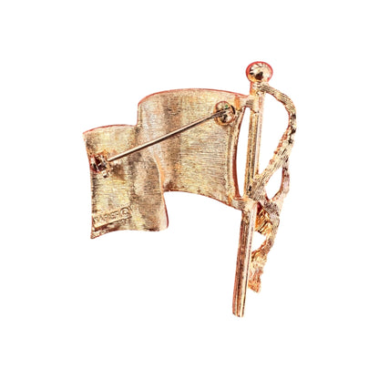 Vintage Napier American Flag Brooch Gold Tone Rhinestone Patriotic Jewelry Brooch - GlamGram NYC