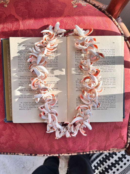 Vintage Natural Shell Necklace · Carved Cream Links · Screw Clasp · 23" Necklace - GlamGram NYC
