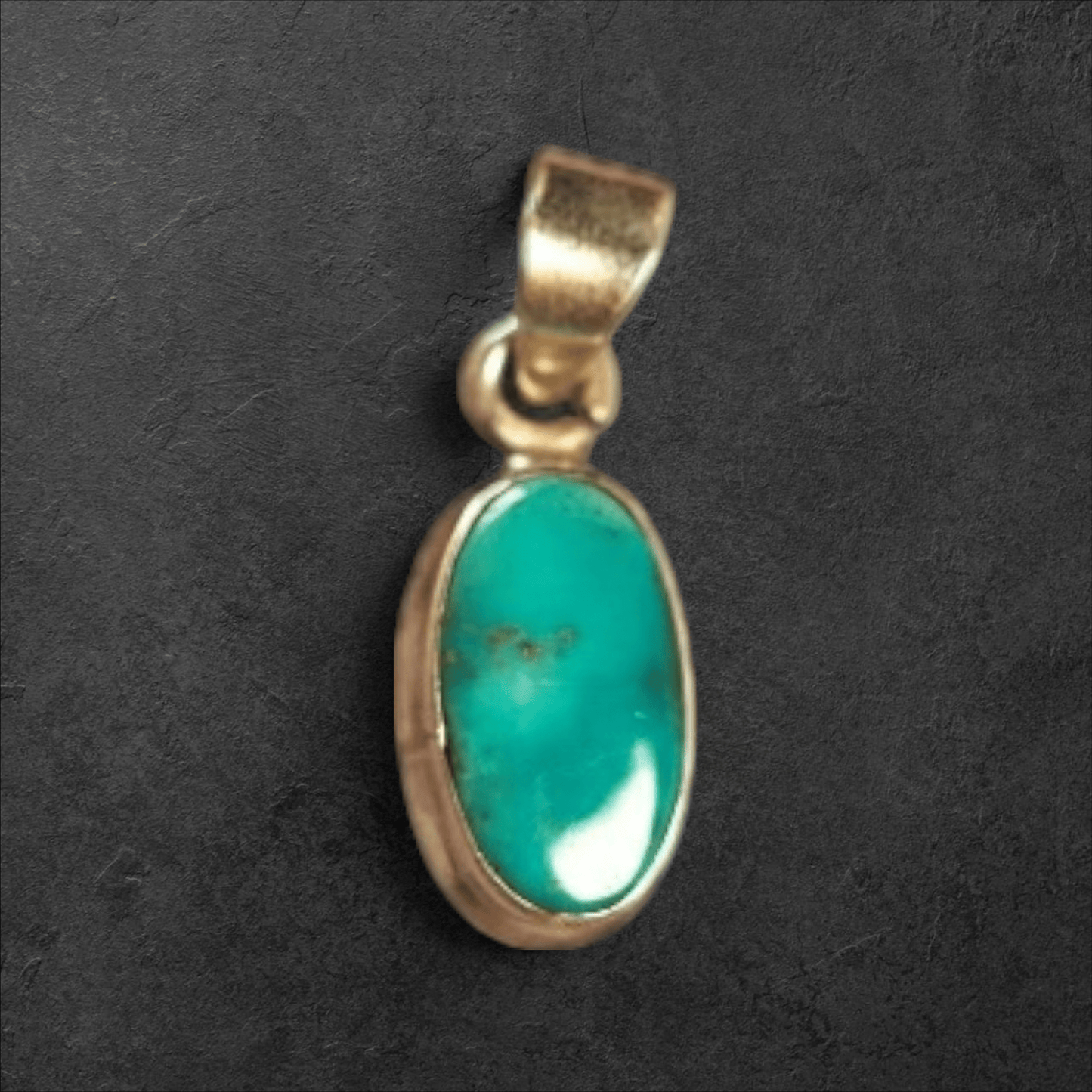 Vintage Petite Oval Turquoise Sterling Pendant Charm - GlamGram NYC