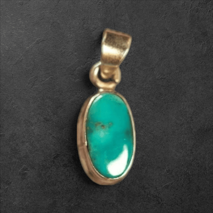 Vintage Petite Oval Turquoise Sterling Pendant Charm - GlamGram NYC