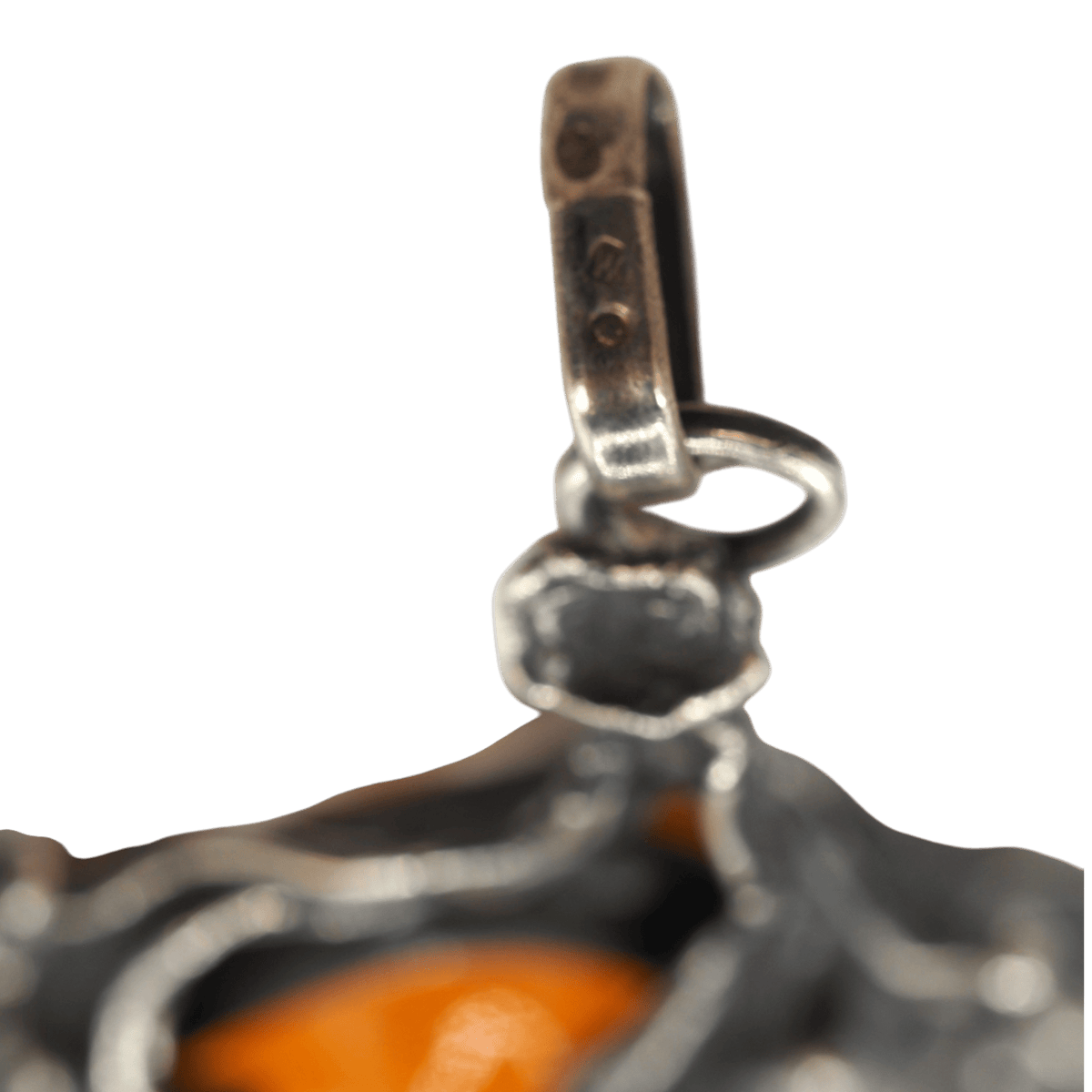 Vintage Polish Baltic Amber Leaf Pendant Warsaw 800 Silver Pendant - GlamGram NYC